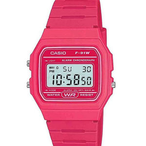 CASIO Pink Digital Watch with Resin Strap F-91WC-4AEF PINK