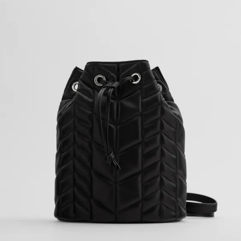 ZARA Quilted Bucket Bag Backpack Black – Rose's Treats