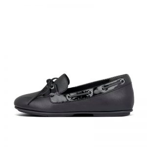 FITFLOP CORA Lace-Up Boat-Style Shoes Black UK 6 / EU 39