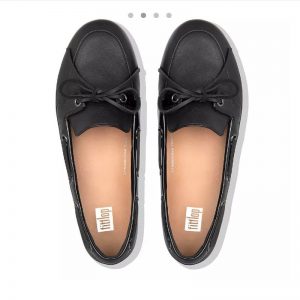FITFLOP CORA Lace-Up Boat-Style Shoes Black UK 6 / EU 39