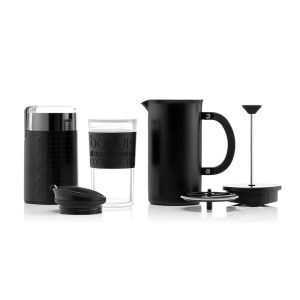 BODUM COFFEE SET – BLACK (Grinder, Travel Mug, Coffee Maker)