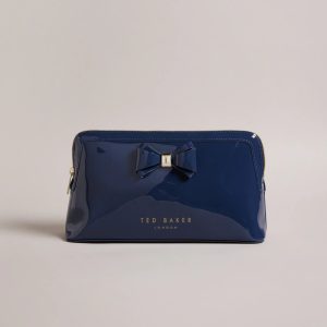 TED BAKER Abbie Glossy Bow Wash Bag – Navy