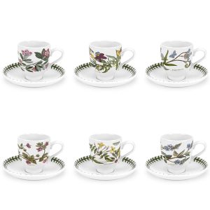 [ INCOMPLETE SET ] PORTMEIRION Botanic Garden Coffee Cup and Saucer Set of 6 (Trad Shape)