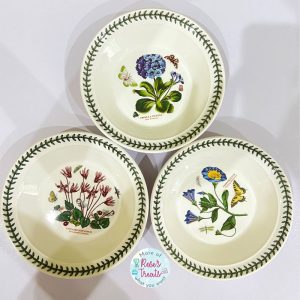 [Set of 3 pcs] PORTMEIRION Seconds Botanic Garden Soup Plate – Convolvulus, Blue primrose, Cyclamen repandum